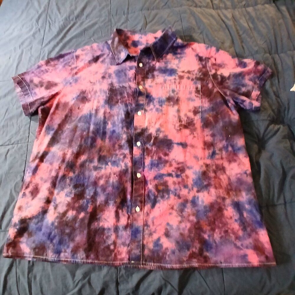 The Purple Nightmare Shirt - Tie Dyed 100% cotton camp shirt